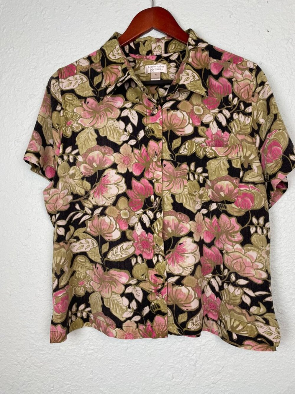 Christopher & Banks Floral Button Front Shirt XL 202
